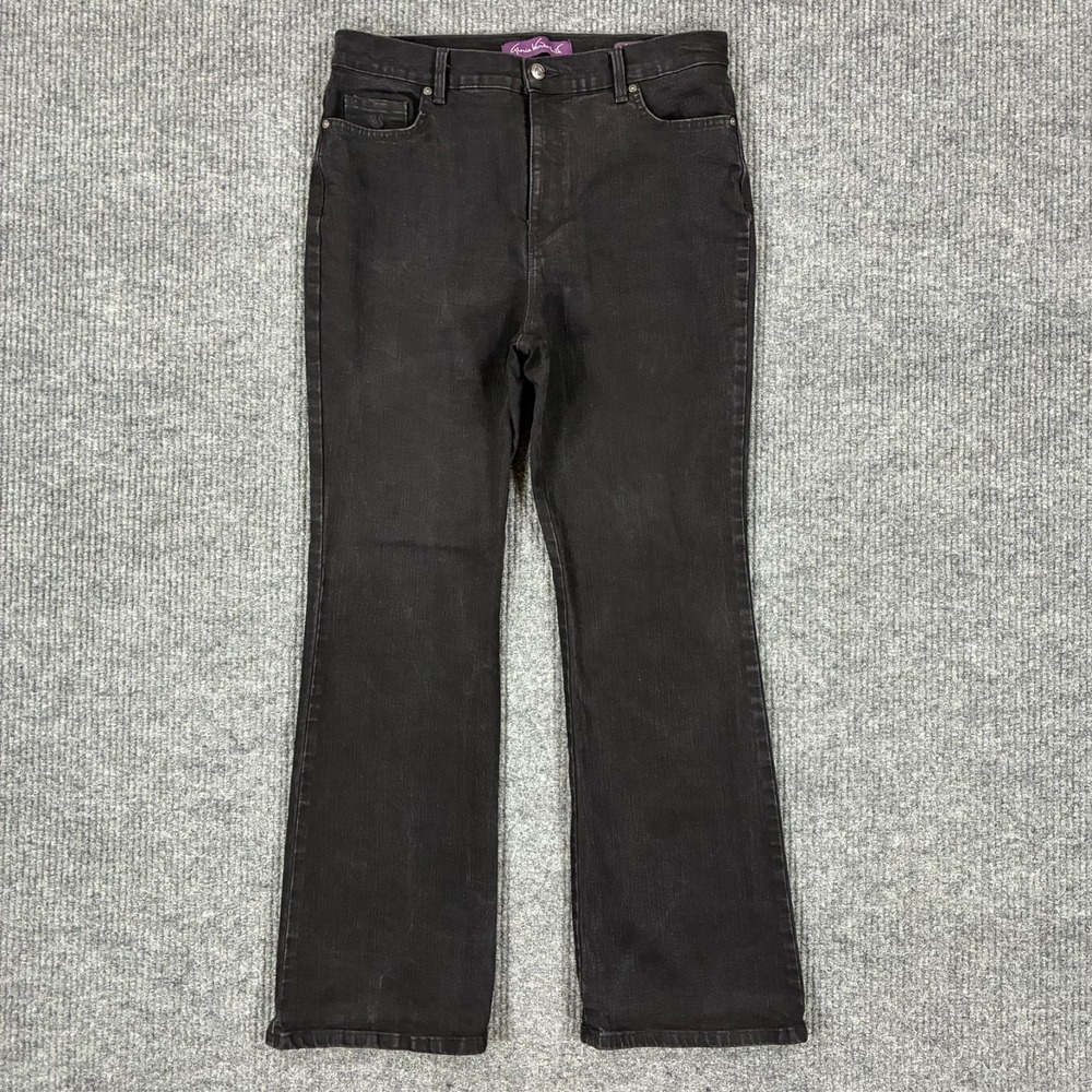 Gloria Vanderbilt Amanda Womens Flared Jeans Size 14 Black Denim High Rise
